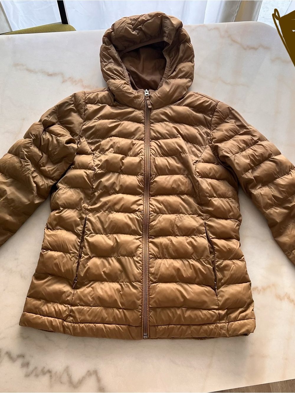 Amazon Essentials Quilted Hooded Puffer Jacket - Camel Beige